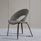 Chaise de salle à manger moderne du milieu du siècle en lin avec pieds en acier
