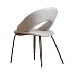 Chaise de salle à manger moderne du milieu du siècle en lin avec pieds en acier