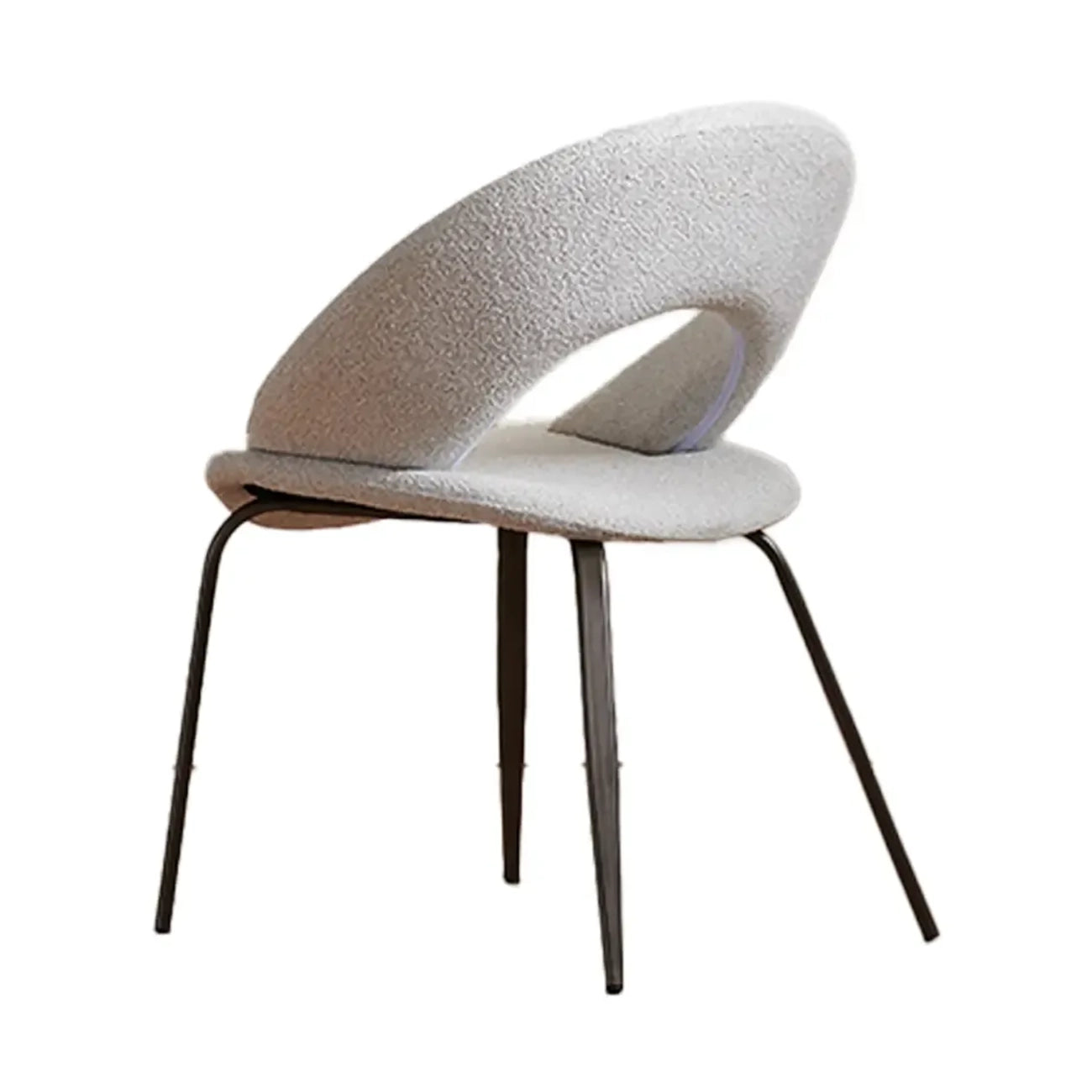 Chaise de salle à manger moderne du milieu du siècle en lin avec pieds en acier