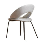 Chaise de salle à manger moderne du milieu du siècle en lin avec pieds en acier