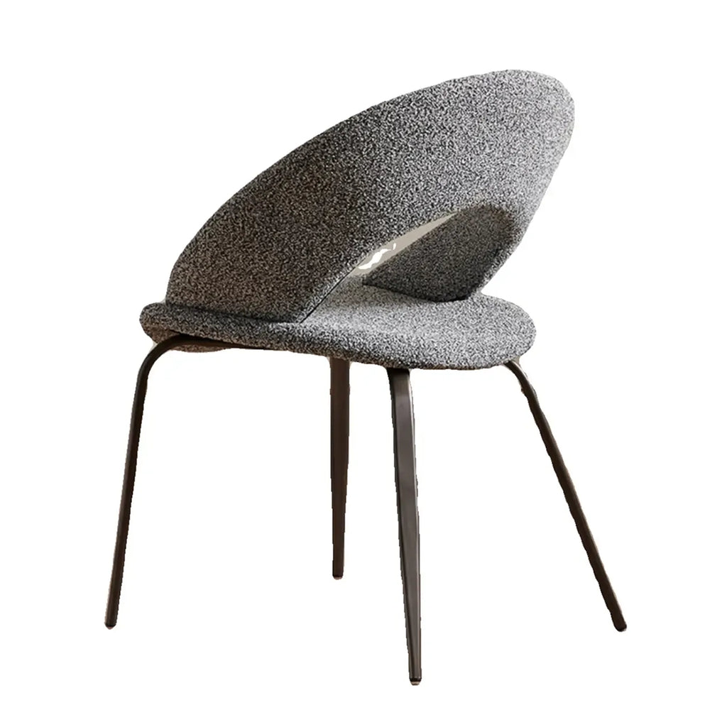 Chaise de salle à manger moderne du milieu du siècle en lin avec pieds en acier