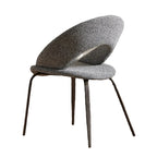 Chaise de salle à manger moderne du milieu du siècle en lin avec pieds en acier