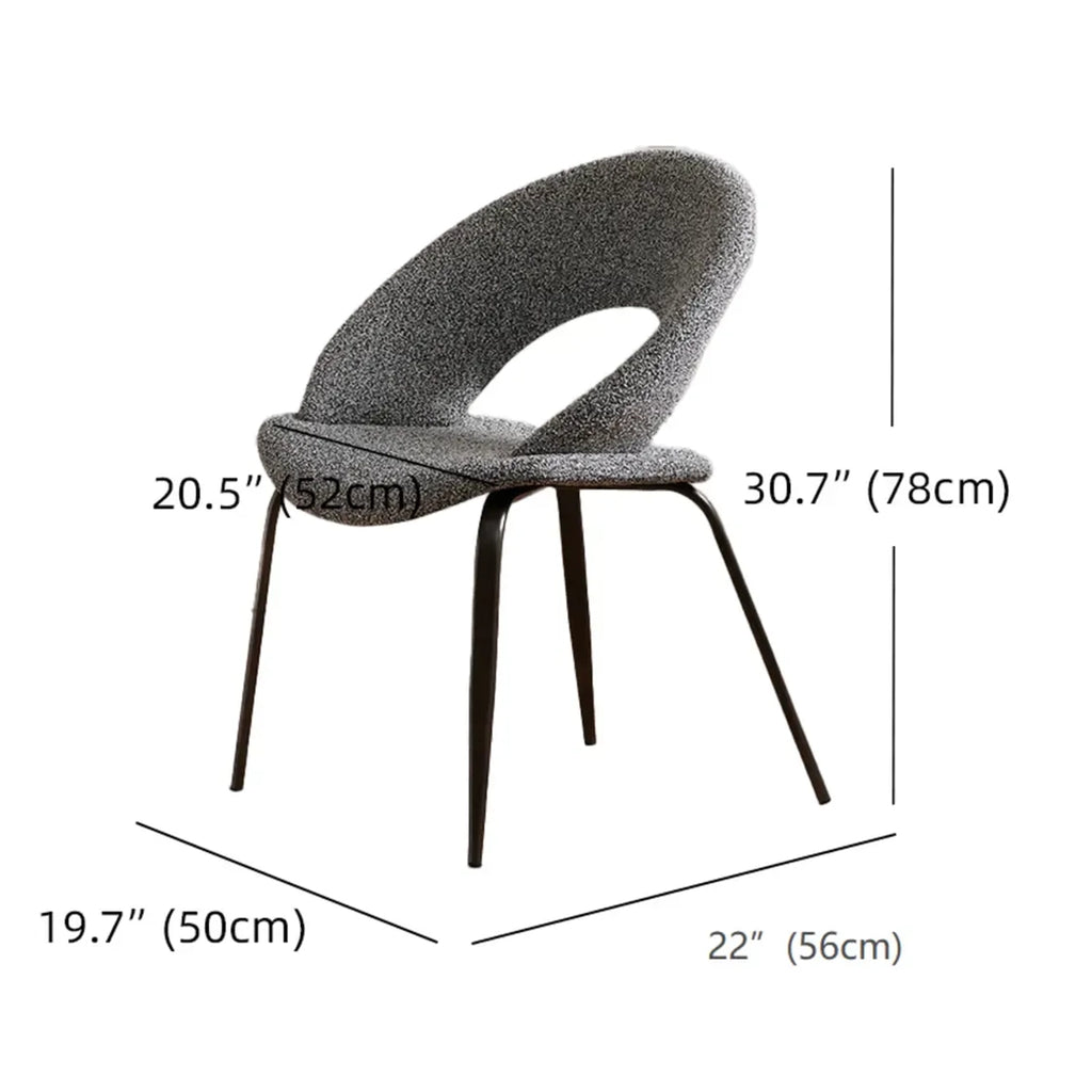 Chaise de salle à manger moderne du milieu du siècle en lin avec pieds en acier