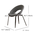Chaise de salle à manger moderne du milieu du siècle en lin avec pieds en acier