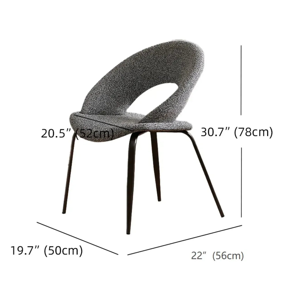 Chaise de salle à manger moderne du milieu du siècle en lin avec pieds en acier