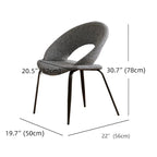 Chaise de salle à manger moderne du milieu du siècle en lin avec pieds en acier