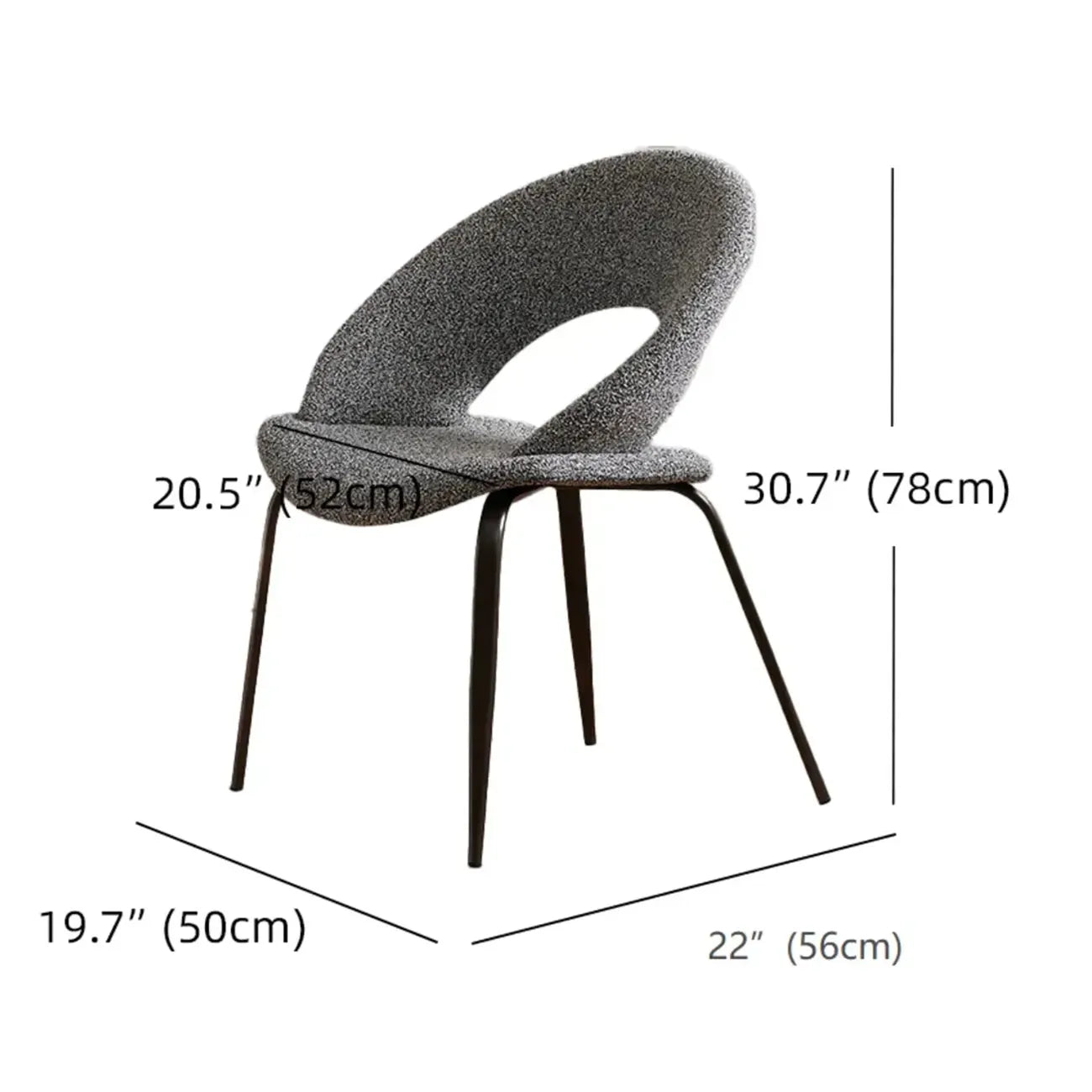 Chaise de salle à manger moderne du milieu du siècle en lin avec pieds en acier