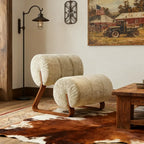 Fauteuil d'appoint sans accoudoirs en sherpa, style moderne du milieu du siècle, avec piètement en métal