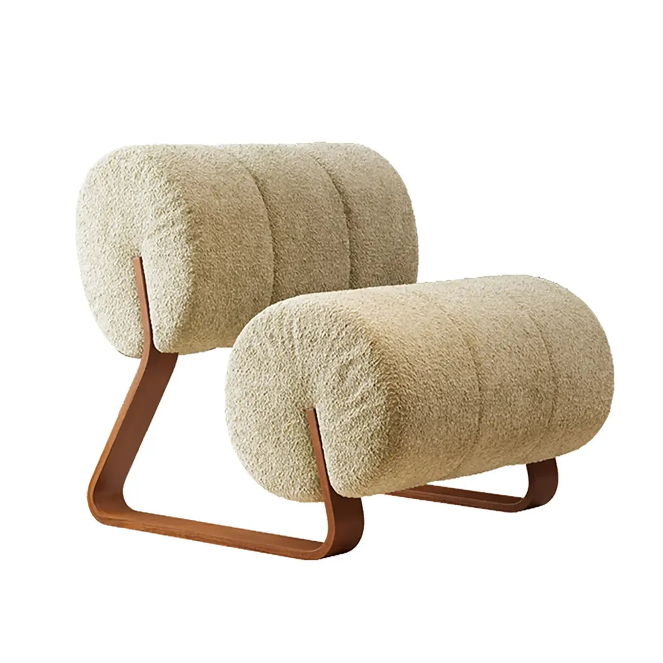 Fauteuil d'appoint sans accoudoirs en sherpa, style moderne du milieu du siècle, avec piètement en métal