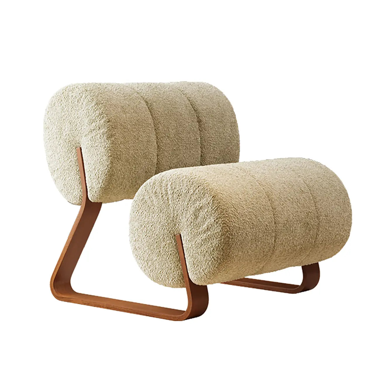 Fauteuil d'appoint sans accoudoirs en sherpa, style moderne du milieu du siècle, avec piètement en métal