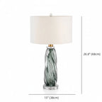 Lampe de table moderne en verre vert torsadé avec abat-jour en tissu