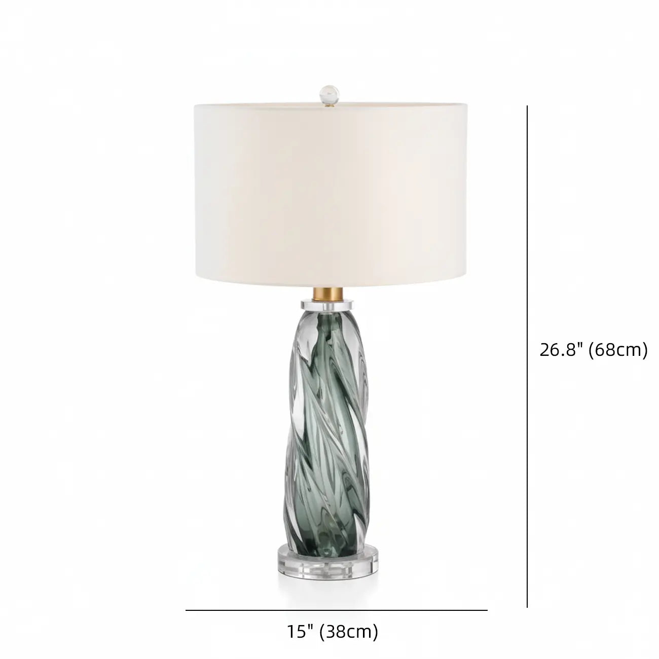 Lampe de table moderne en verre vert torsadé avec abat-jour en tissu