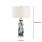 Lampe de table moderne en verre vert torsadé avec abat-jour en tissu
