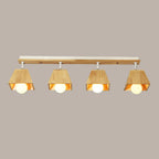 Faretto Orientabile a 4 Luci in Legno Moderno a LED
