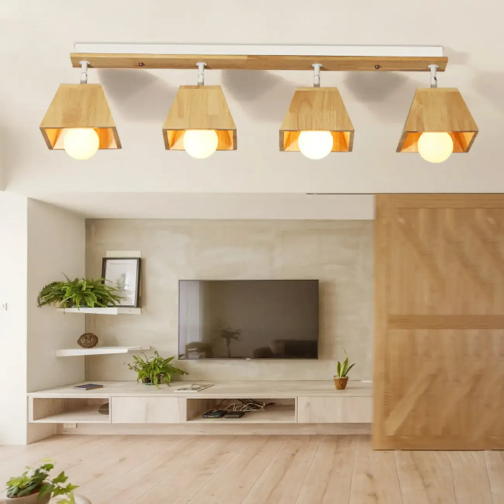 Faretto Orientabile a 4 Luci in Legno Moderno a LED