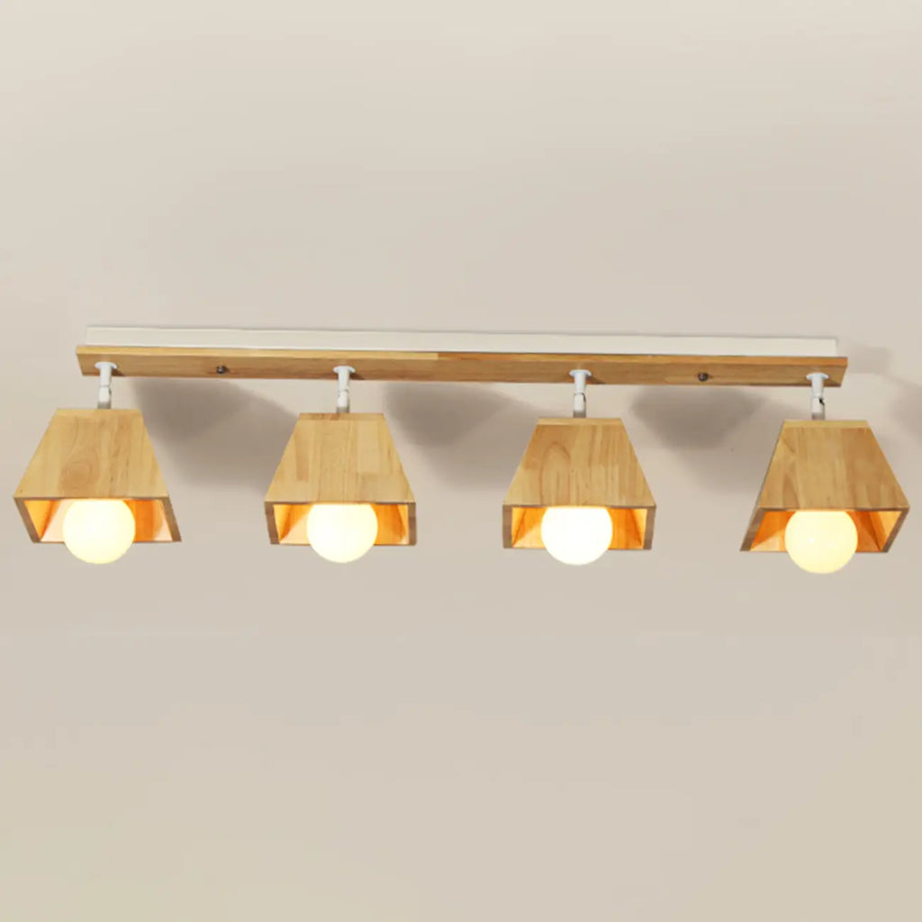 Faretto Orientabile a 4 Luci in Legno Moderno a LED