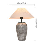 Lampe de table moderne en céramique grise avec abat-jour en tissu