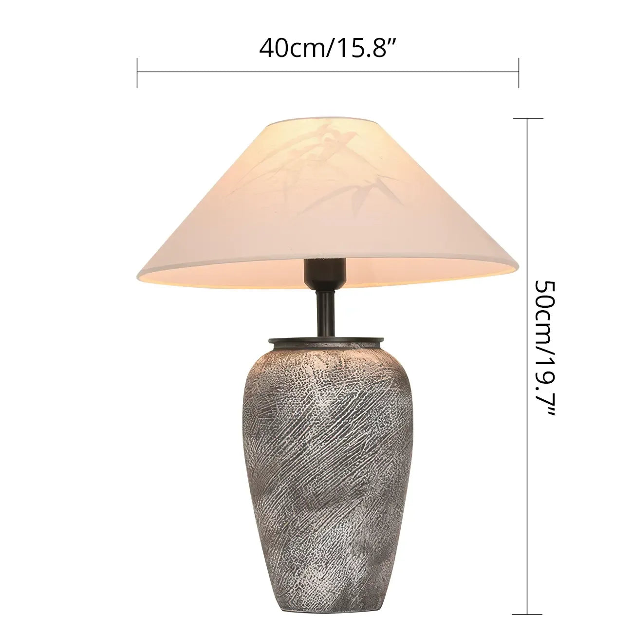 Lampe de table moderne en céramique grise avec abat-jour en tissu