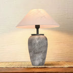 Lampe de table moderne en céramique grise avec abat-jour en tissu