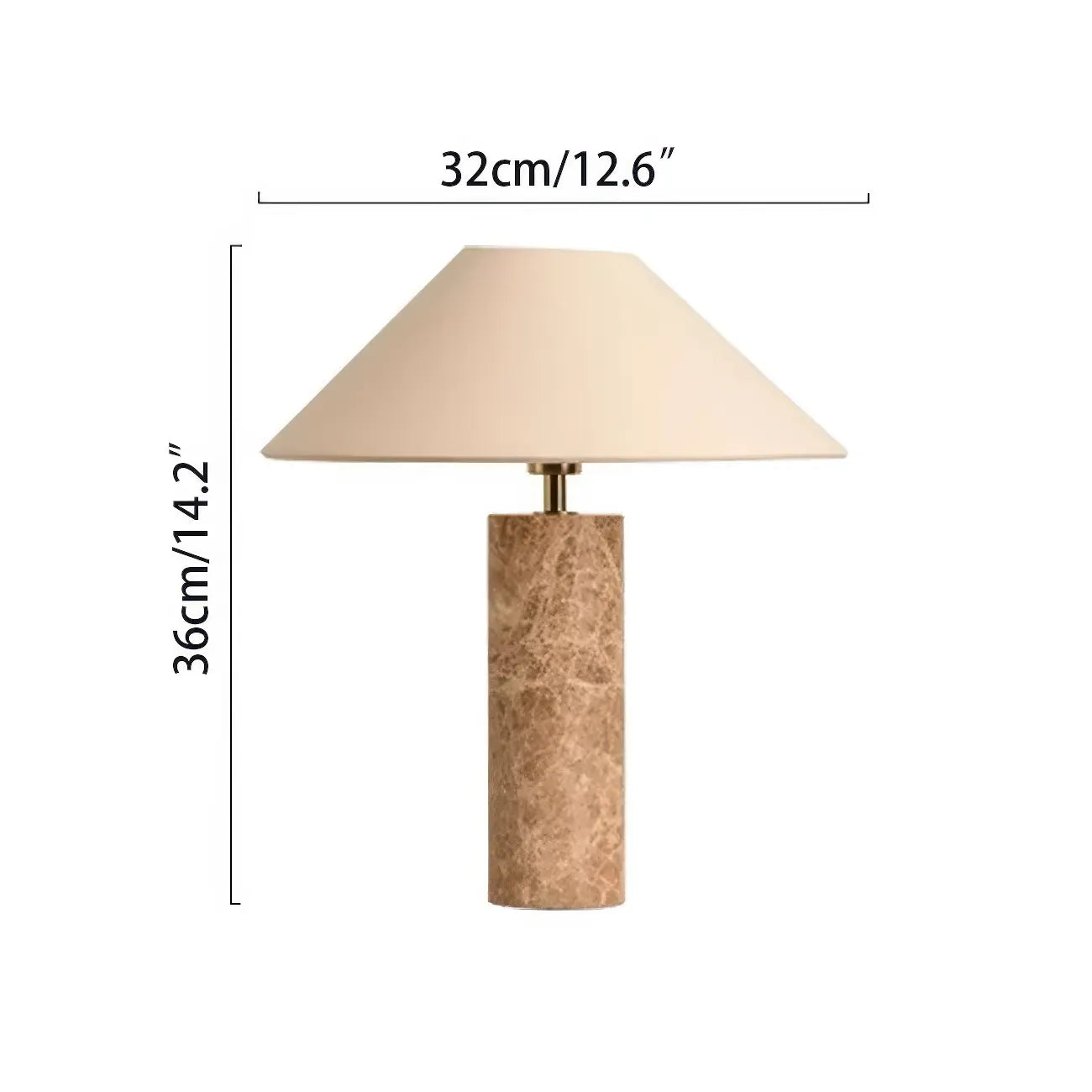 Lampe de table élégante avec base en marbre beige et abat-jour en tissu