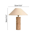 Lampe de table élégante avec base en marbre beige et abat-jour en tissu