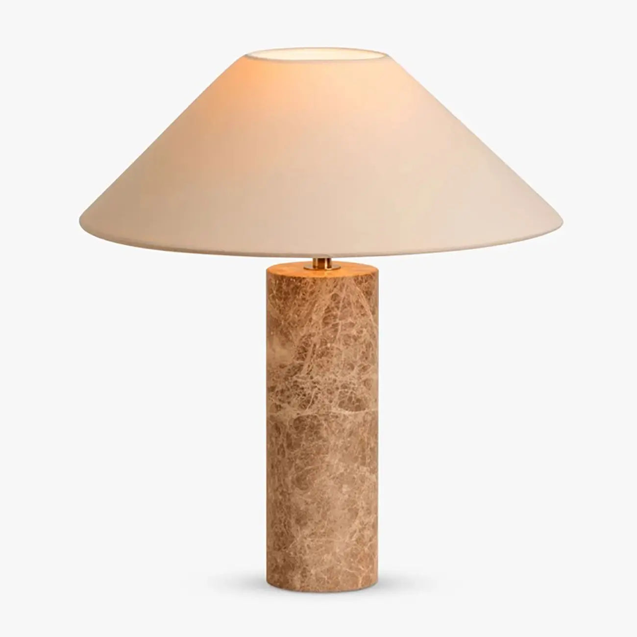 Lampe de table élégante avec base en marbre beige et abat-jour en tissu