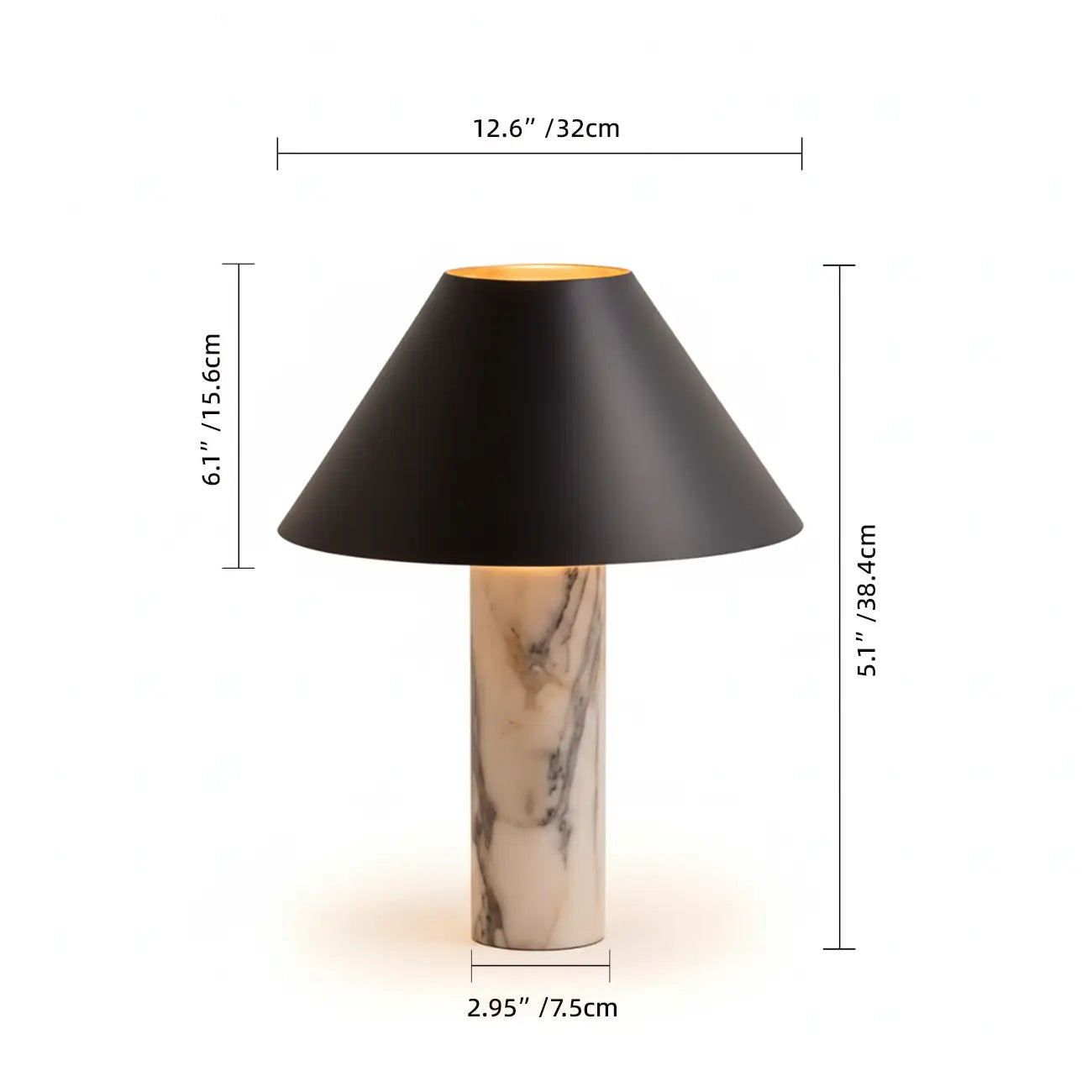 Lampe de table LED moderne en marbre Calacatta pour chambre à coucher