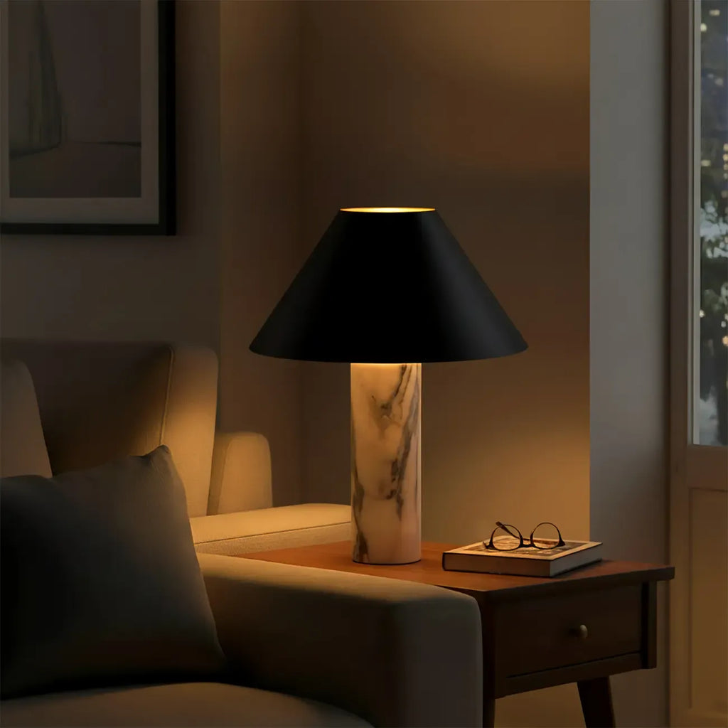 Lampe de table LED moderne en marbre Calacatta pour chambre à coucher