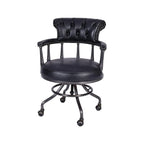 Fauteuil de bureau Chesterfield noir en cuir antique