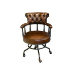 Fauteuil de bureau Chesterfield noir en cuir antique