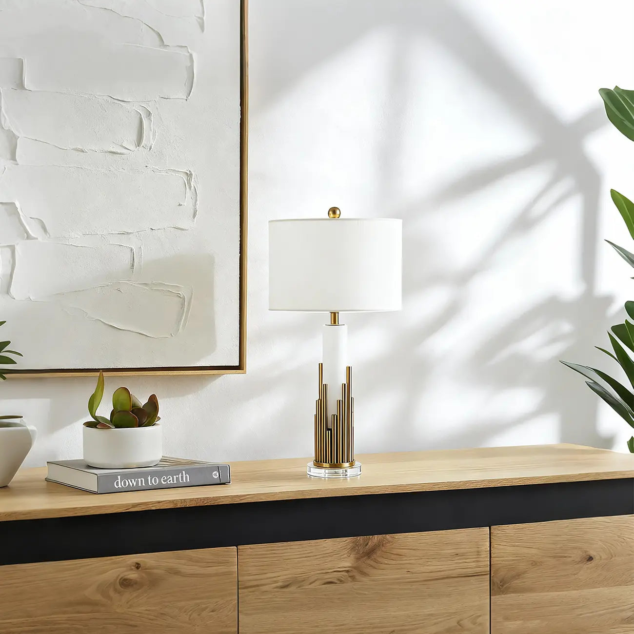 Lampe de table LED moderne en pierre d'albâtre pour salon