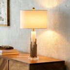 Lampe de table LED moderne en pierre d'albâtre pour salon