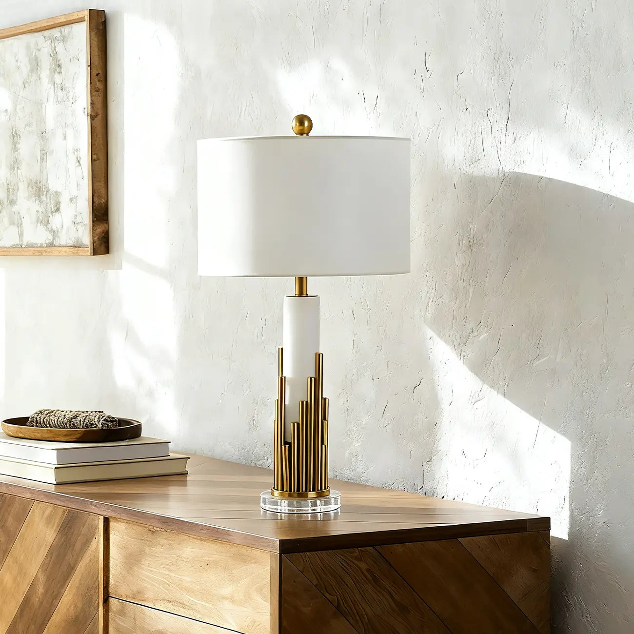 Lampe de table LED moderne en pierre d'albâtre pour salon