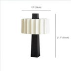 Lampe de table moderne en fer avec LED et abat-jour plissé
