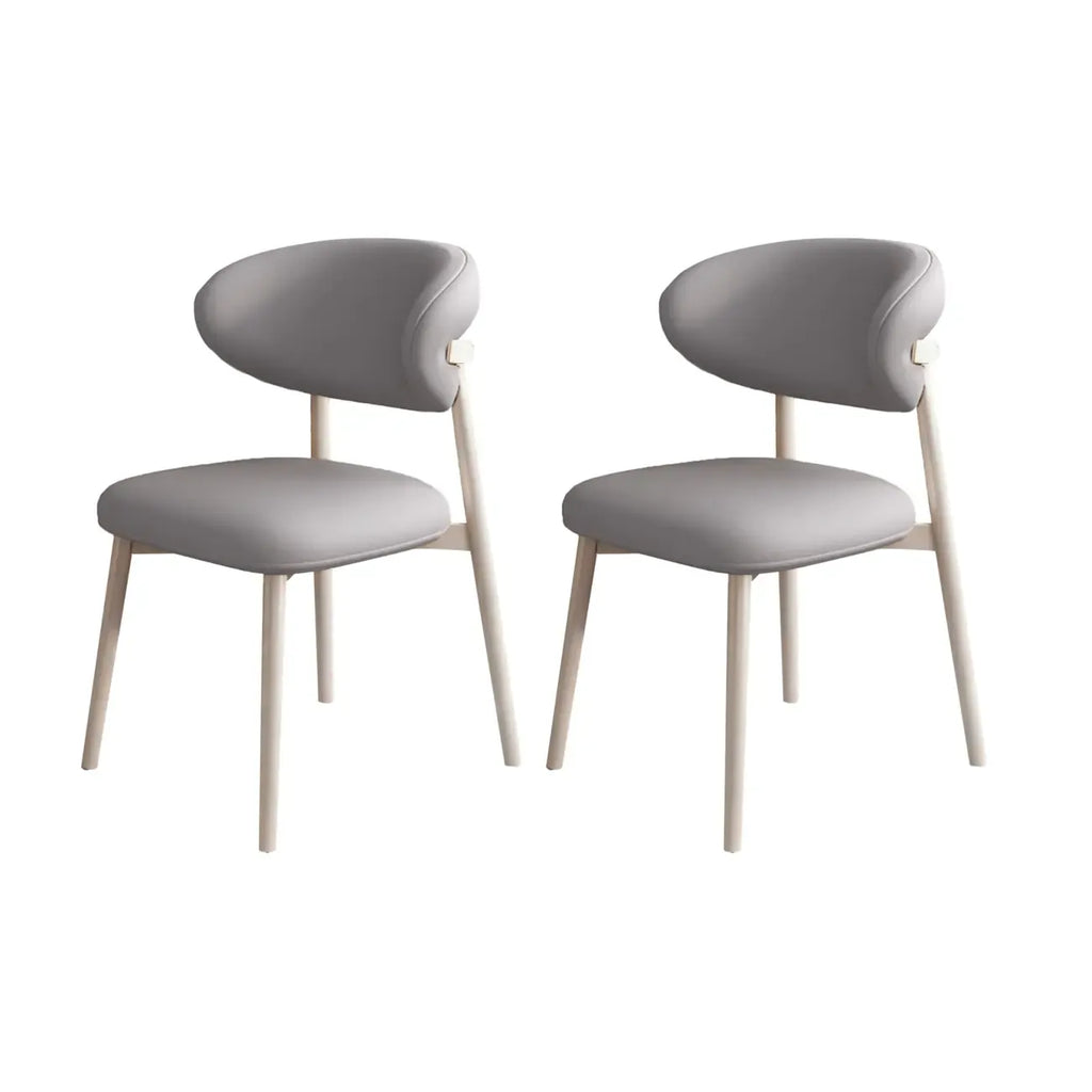 Ensemble de 2 chaises de salle à manger modernes en cuir et bois