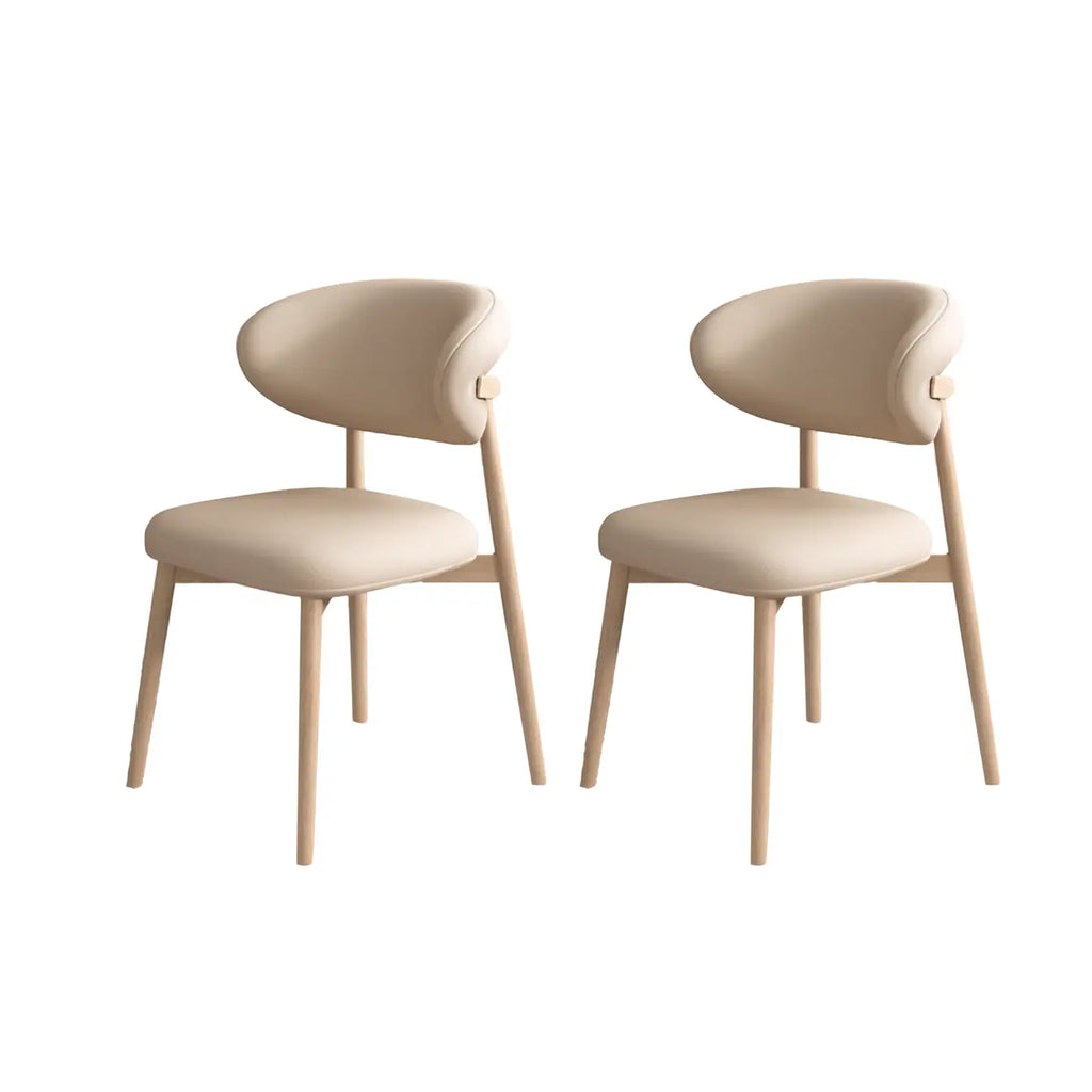 Ensemble de 2 chaises de salle à manger modernes en cuir et bois