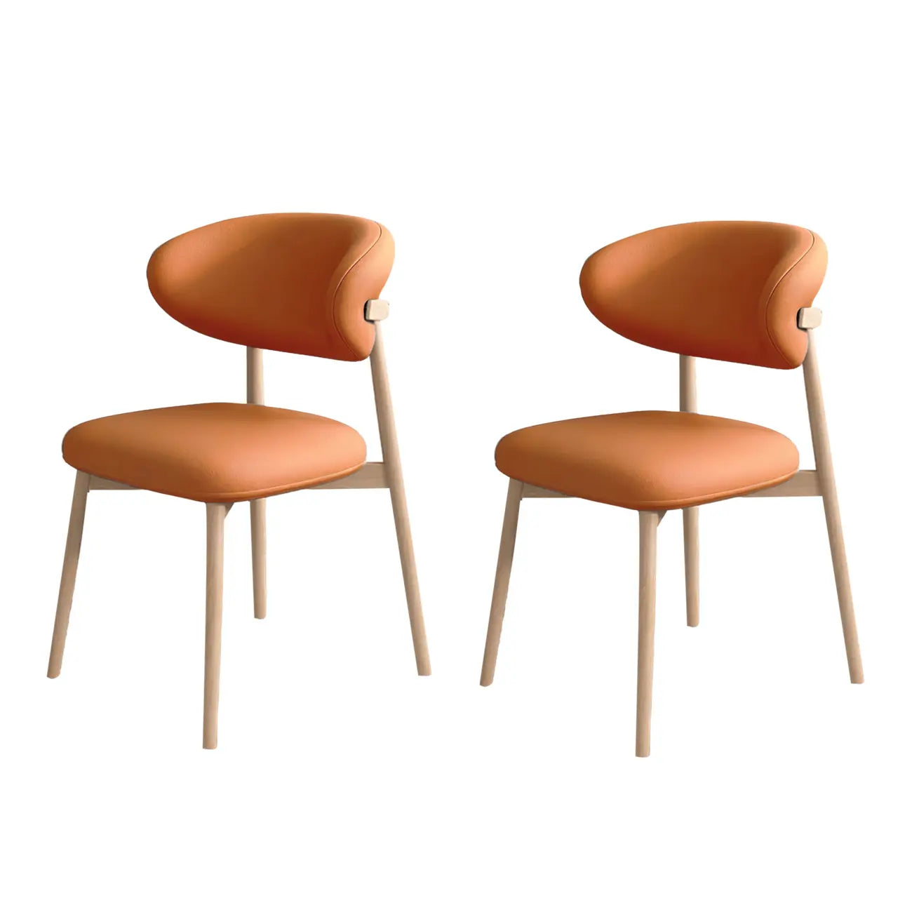 Ensemble de 2 chaises de salle à manger modernes en cuir et bois