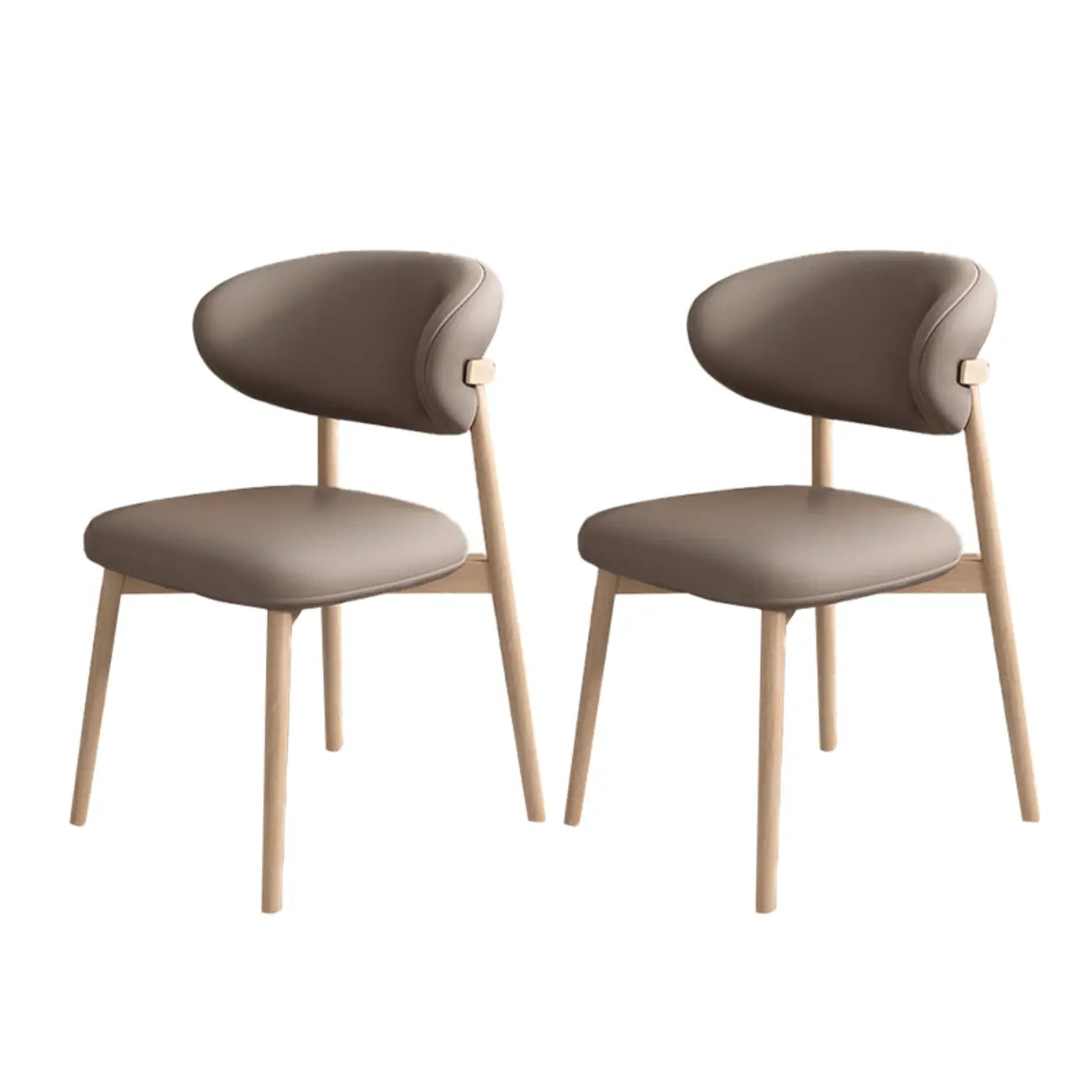 Ensemble de 2 chaises de salle à manger modernes en cuir et bois