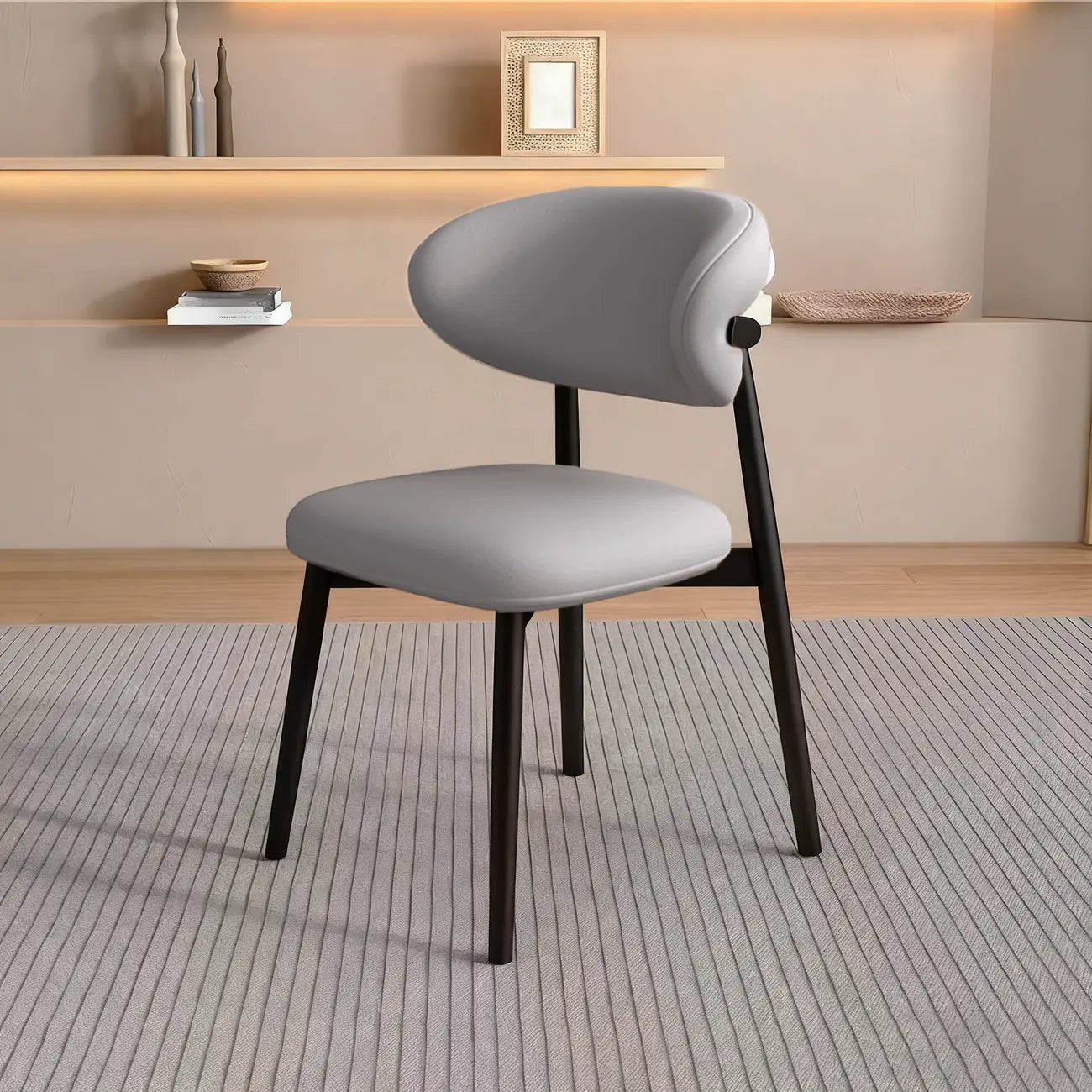 Ensemble de 2 chaises de salle à manger modernes en cuir et bois