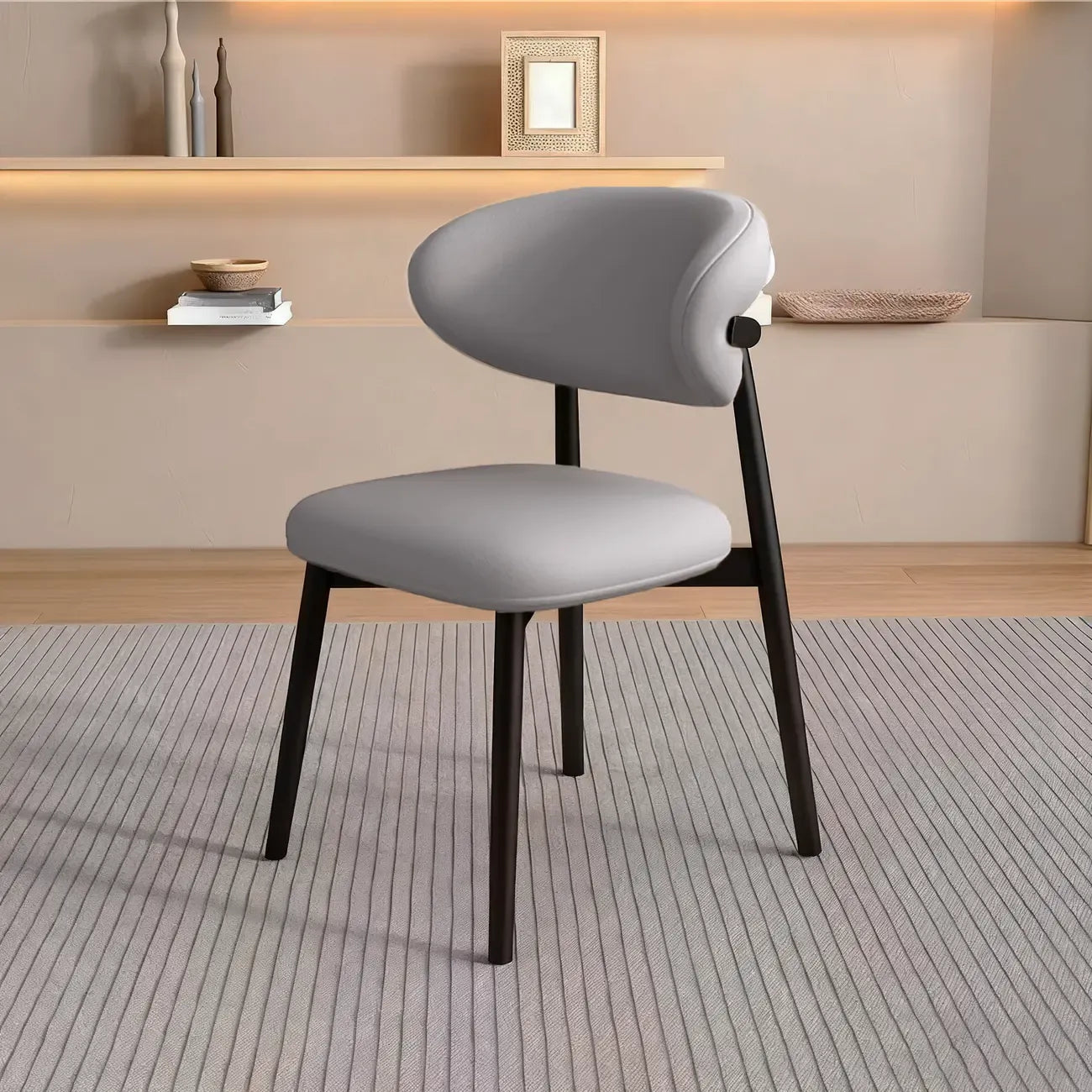 Ensemble de 2 chaises de salle à manger modernes en cuir et bois