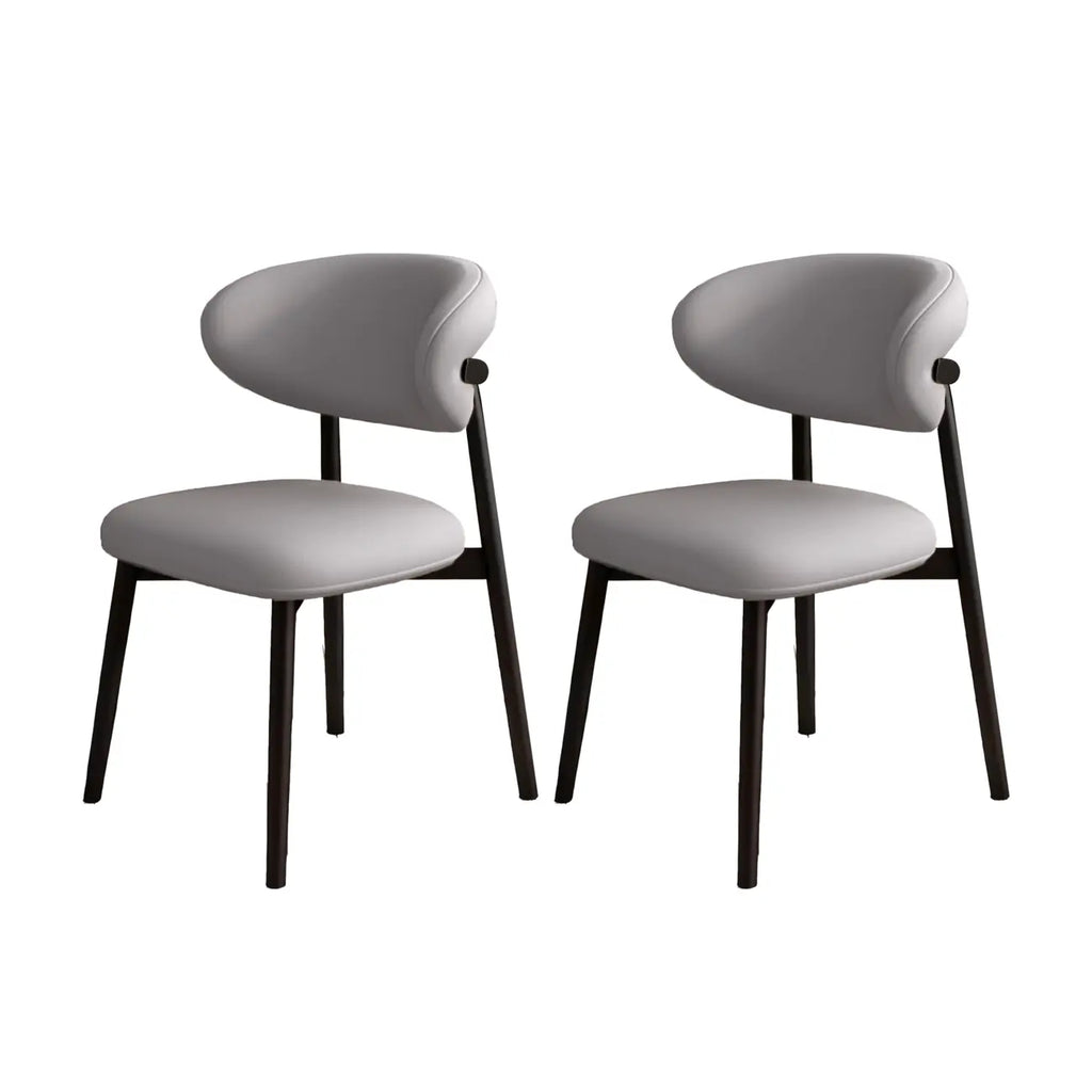 Ensemble de 2 chaises de salle à manger modernes en cuir et bois
