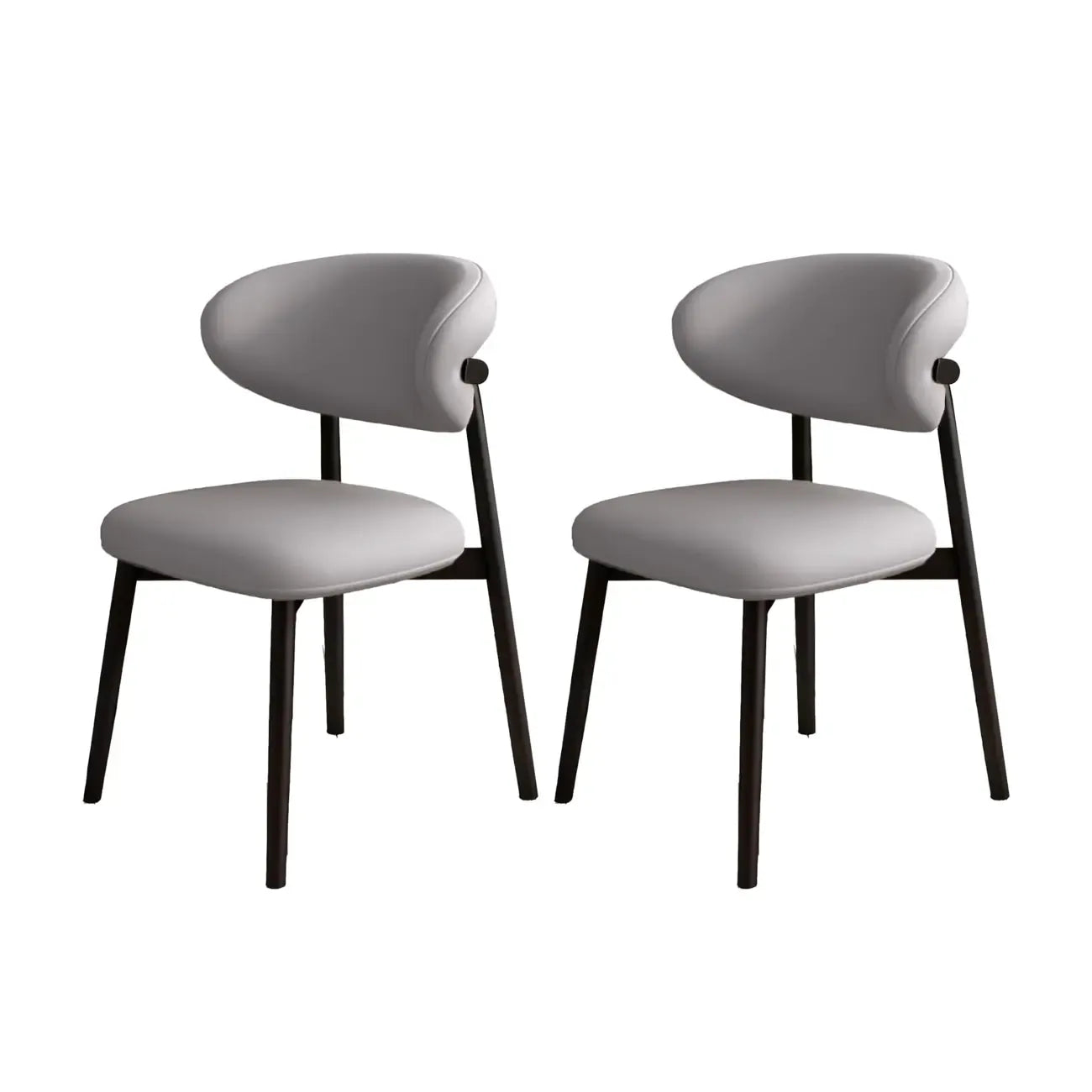 Ensemble de 2 chaises de salle à manger modernes en cuir et bois