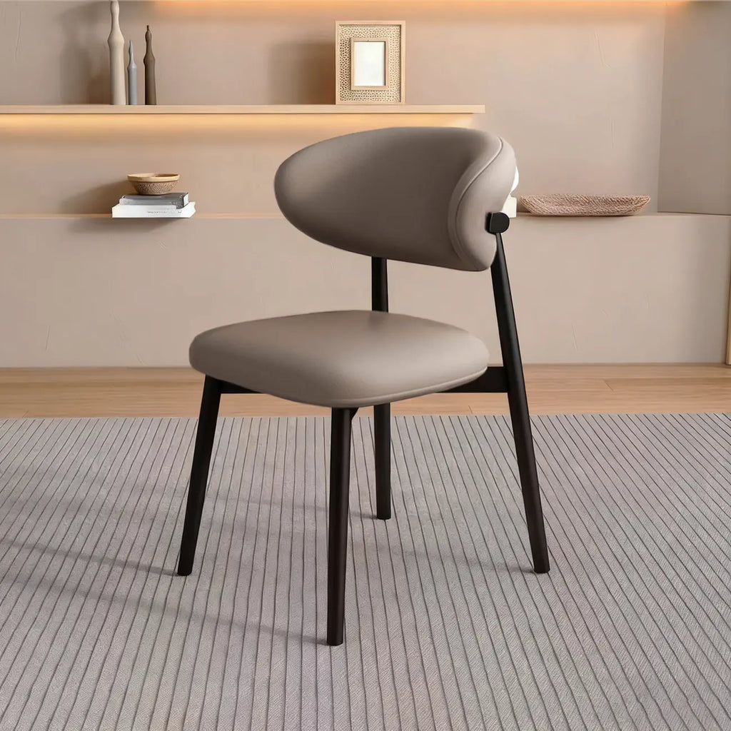 Ensemble de 2 chaises de salle à manger modernes en cuir et bois