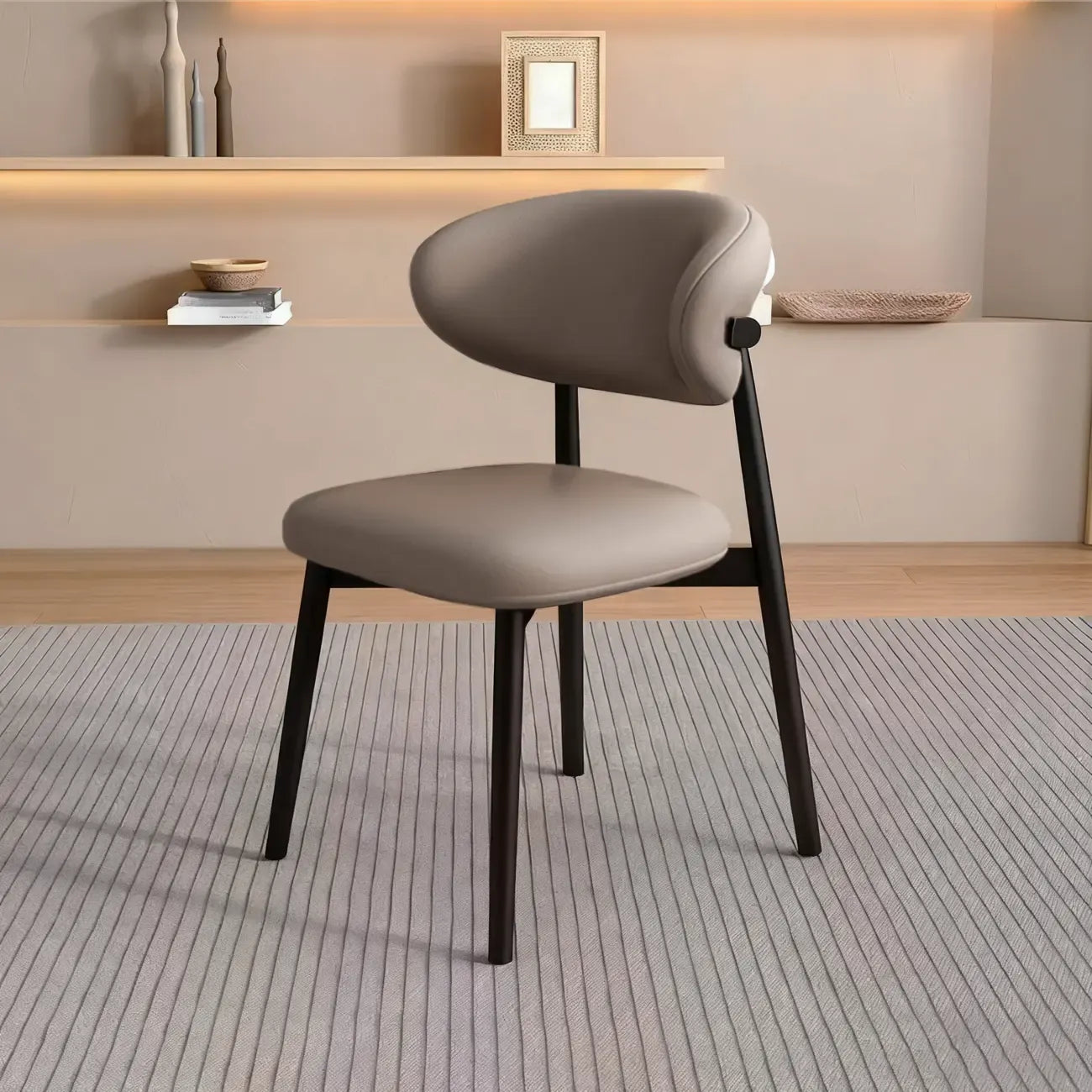 Ensemble de 2 chaises de salle à manger modernes en cuir et bois