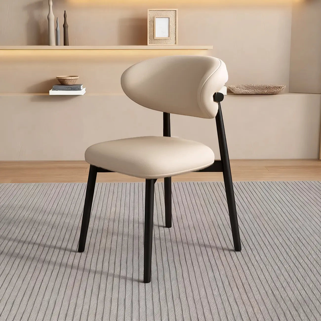 Ensemble de 2 chaises de salle à manger modernes en cuir et bois
