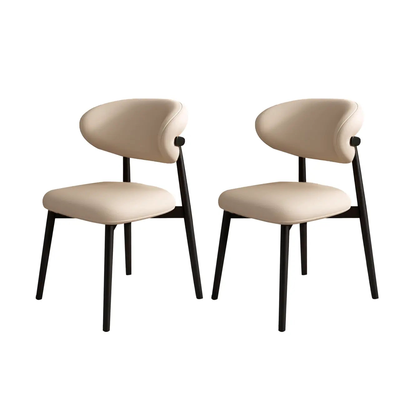Ensemble de 2 chaises de salle à manger modernes en cuir et bois