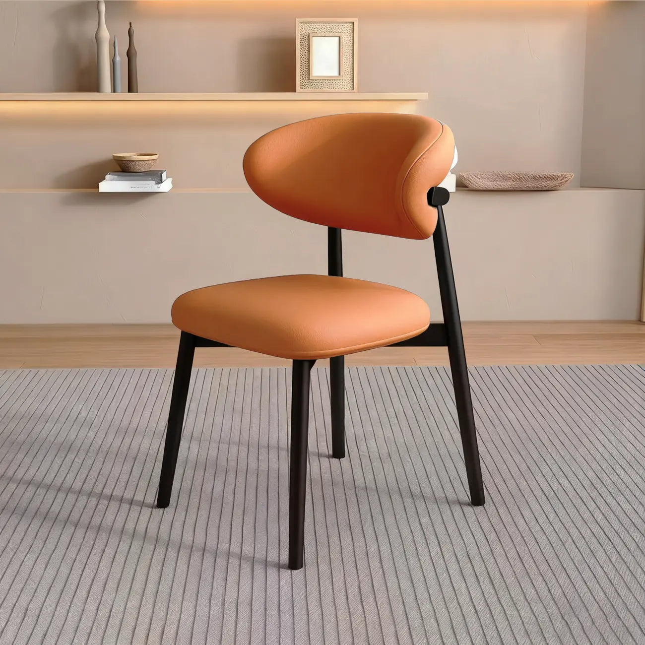 Ensemble de 2 chaises de salle à manger modernes en cuir et bois
