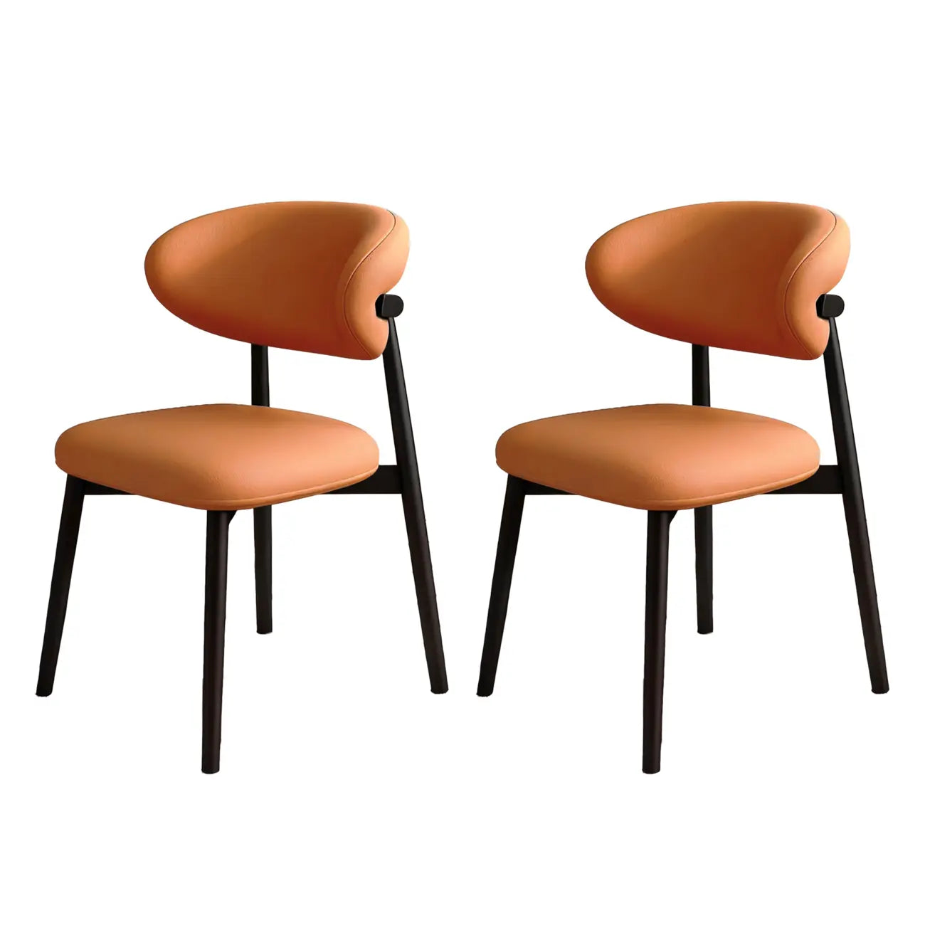 Ensemble de 2 chaises de salle à manger modernes en cuir et bois