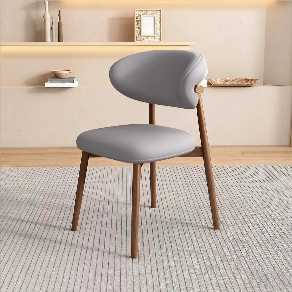 Ensemble de 2 chaises de salle à manger modernes en cuir et bois