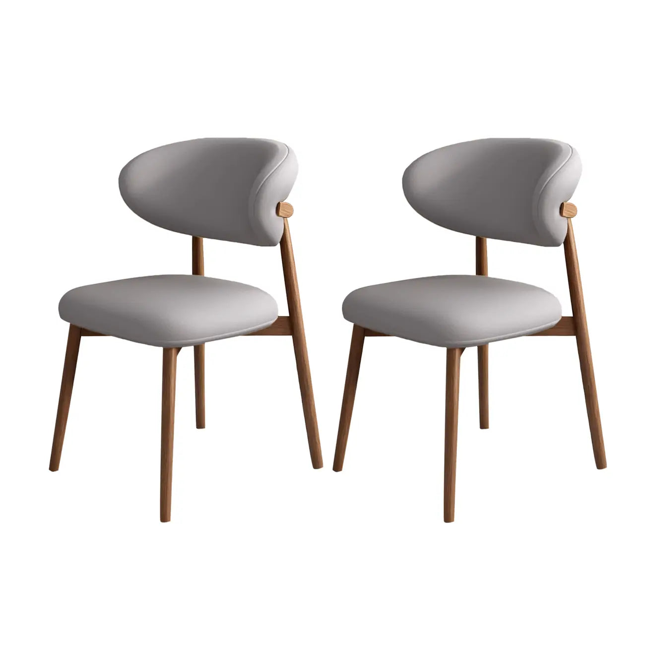 Ensemble de 2 chaises de salle à manger modernes en cuir et bois